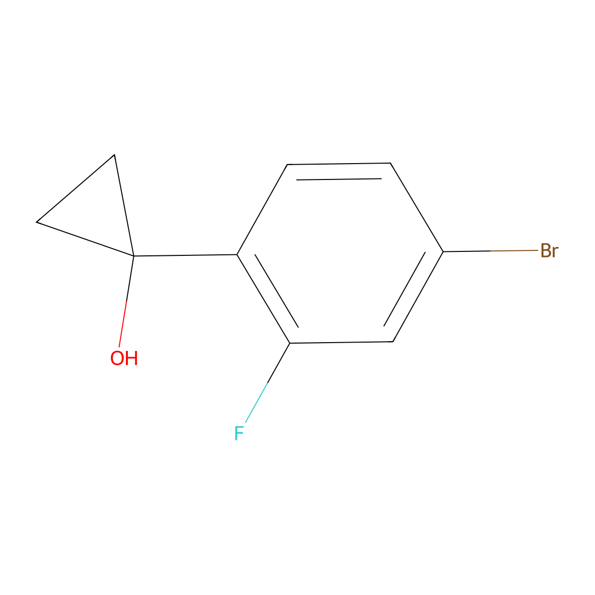 1-(4-Bromo-2-fluorophenyl)cyclopropan-1-ol molecular structure, CAS 1250254-02-4