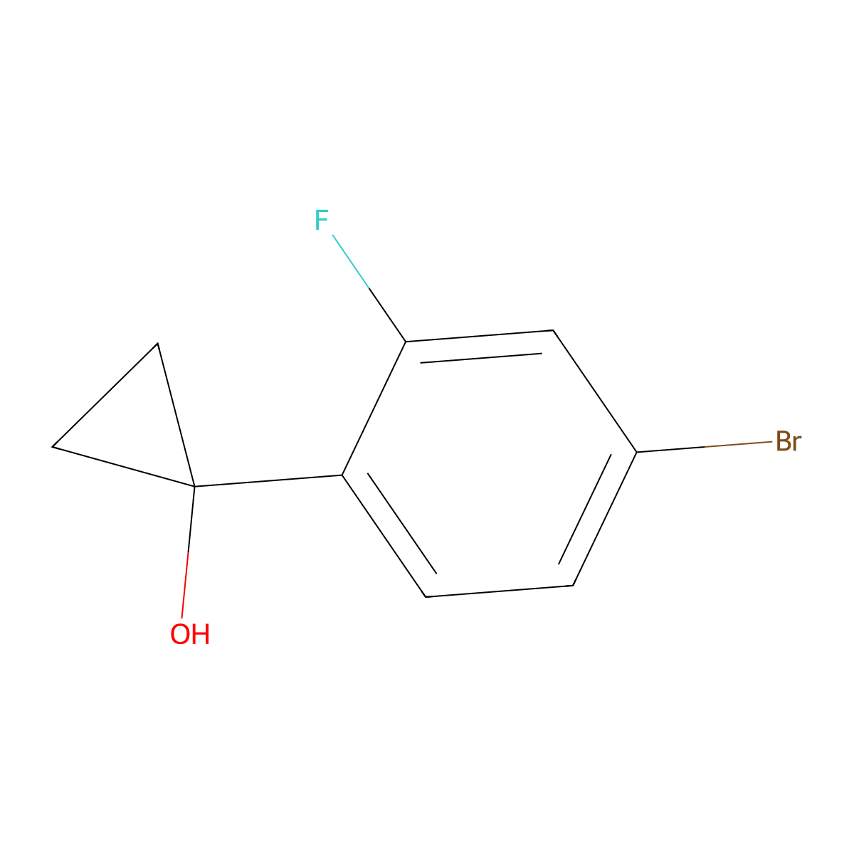 1-(4-Bromo-2-fluorophenyl)cyclopropan-1-ol molecular structure, CAS 1250254-02-4