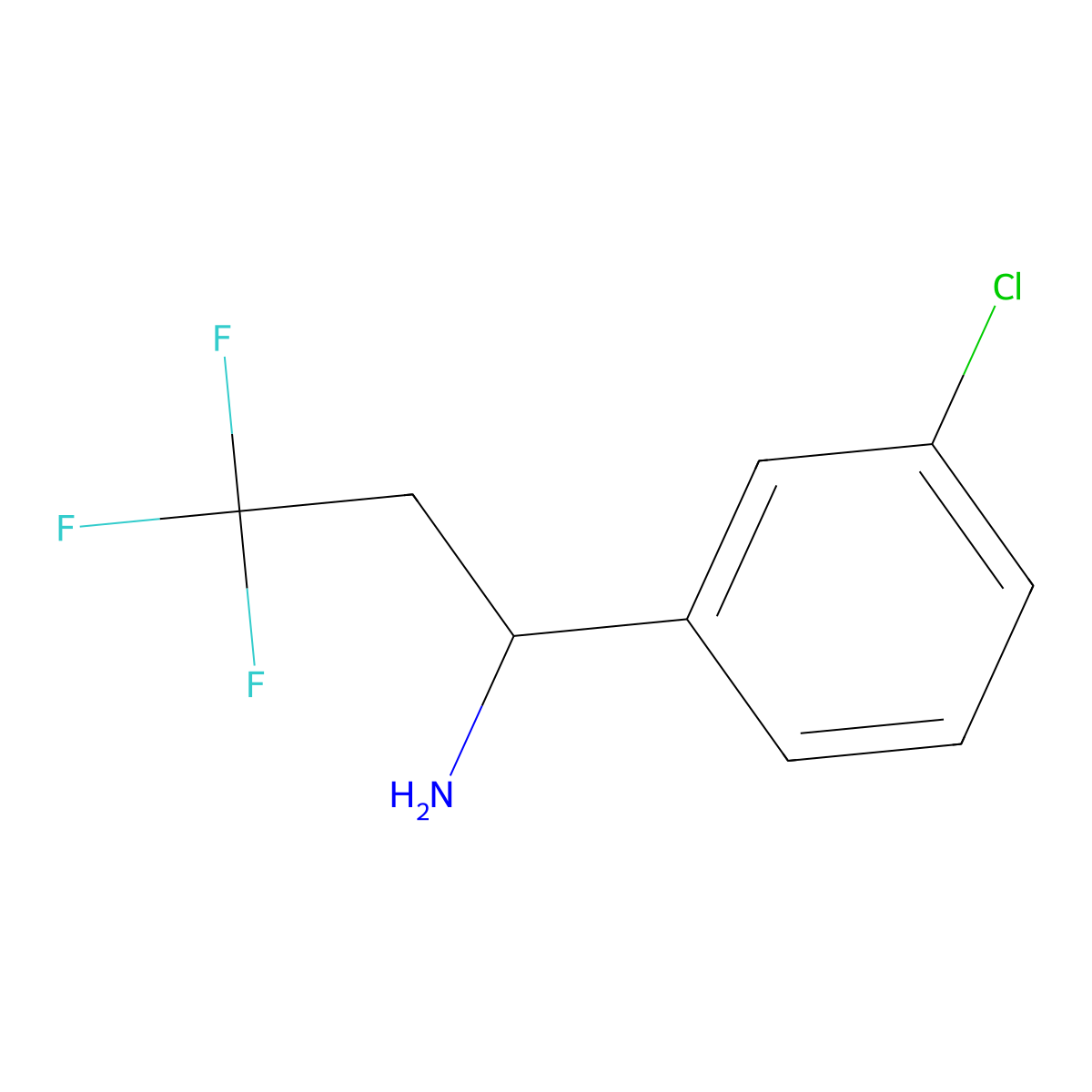 1-(3-Chlorophenyl)-3,3,3-trifluoropropan-1-amine molecular structure, CAS 1250269-66-9