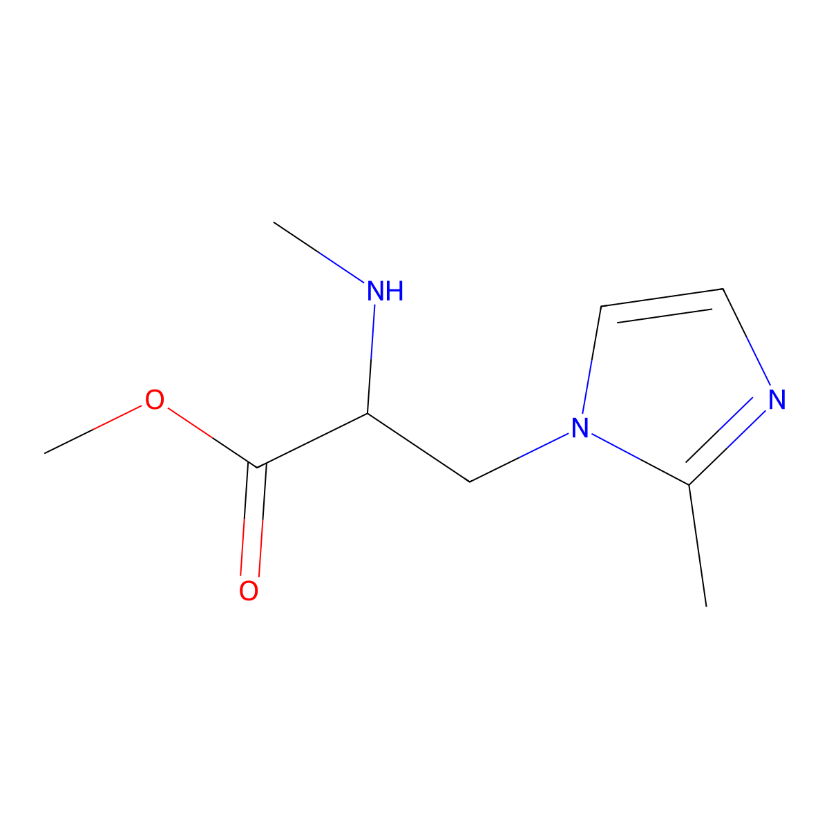 Methyl 3-(2-methyl-1h-imidazol-1-yl)-2-(methylamino)propanoate molecular structure, CAS 1250270-44-0