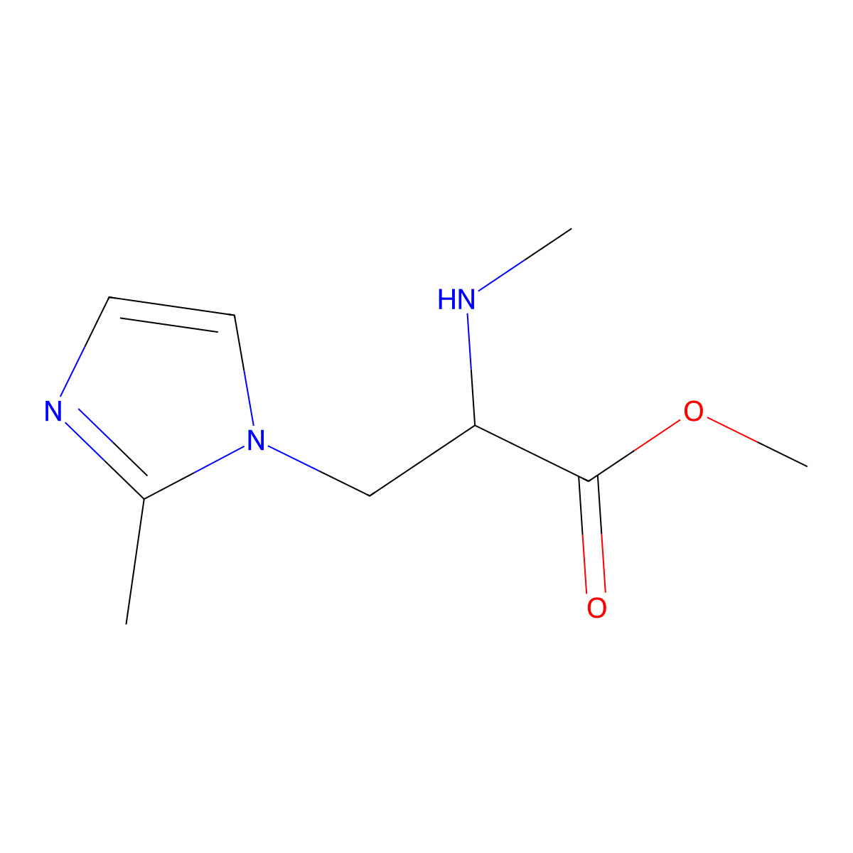 Methyl 3-(2-methyl-1h-imidazol-1-yl)-2-(methylamino)propanoate molecular structure, CAS 1250270-44-0