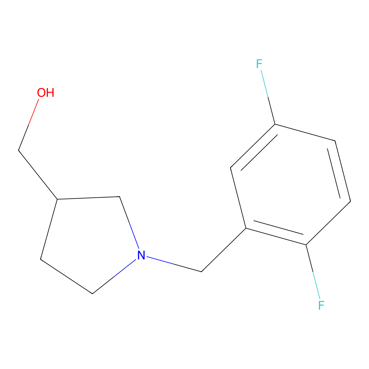 {1-[(2,5-Difluorophenyl)methyl]pyrrolidin-3-yl}methanol molecular structure, CAS 1250270-58-6