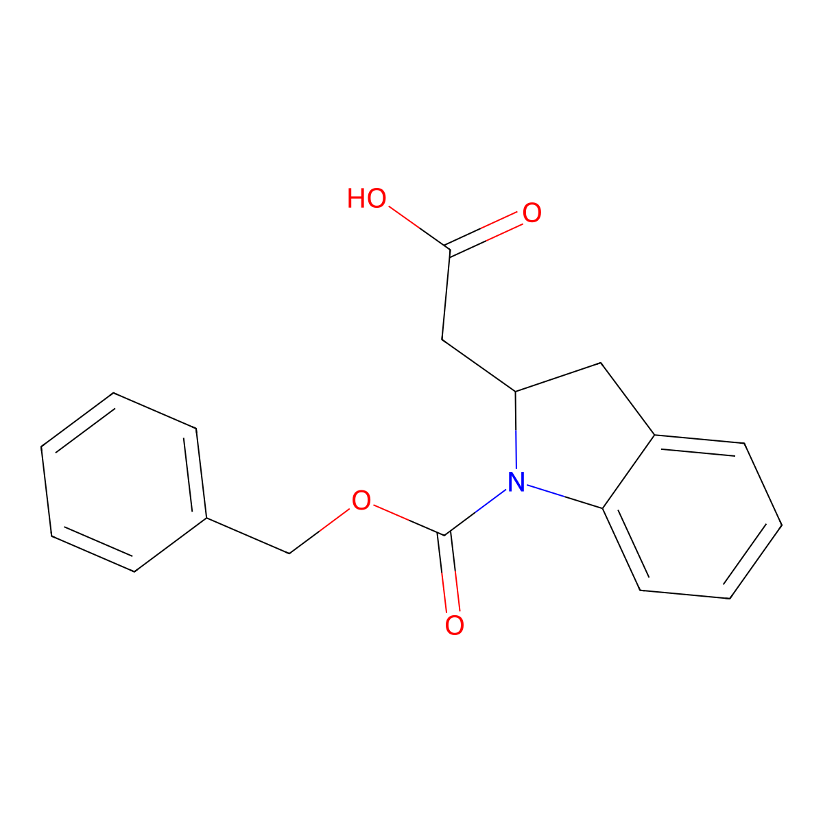2-[(2S)-1-[(benzyloxy)carbonyl]-2,3-dihydro-1H-indol-2-yl]acetic acid molecular structure, CAS 1250273-21-2