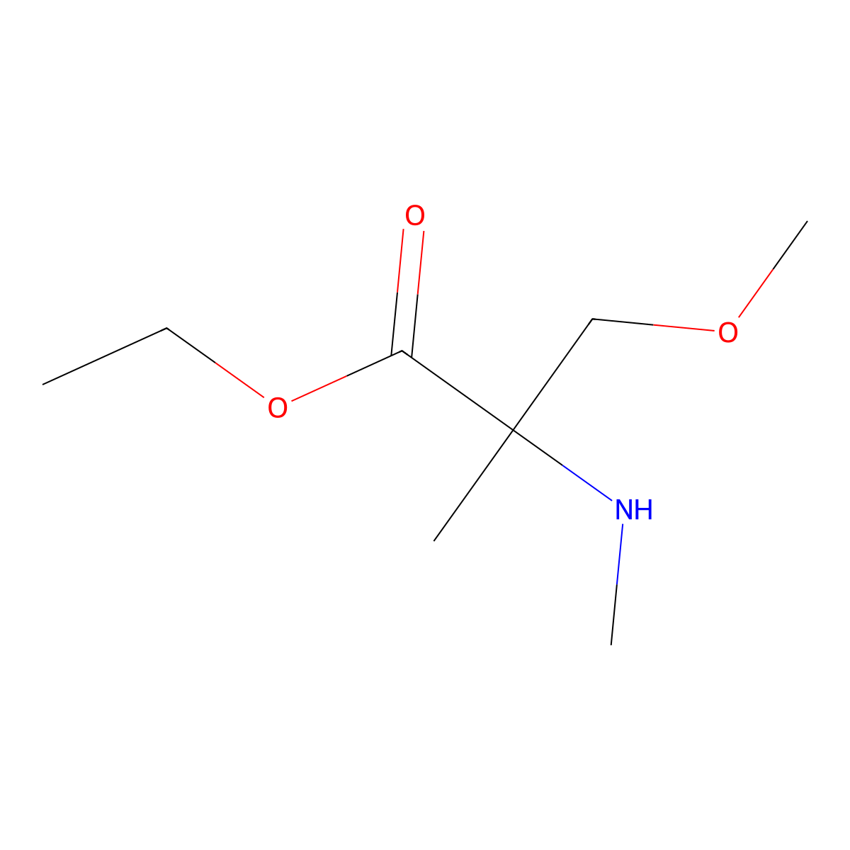 Ethyl 3-methoxy-2-methyl-2-(methylamino)propanoate molecular structure, CAS 1250277-98-5