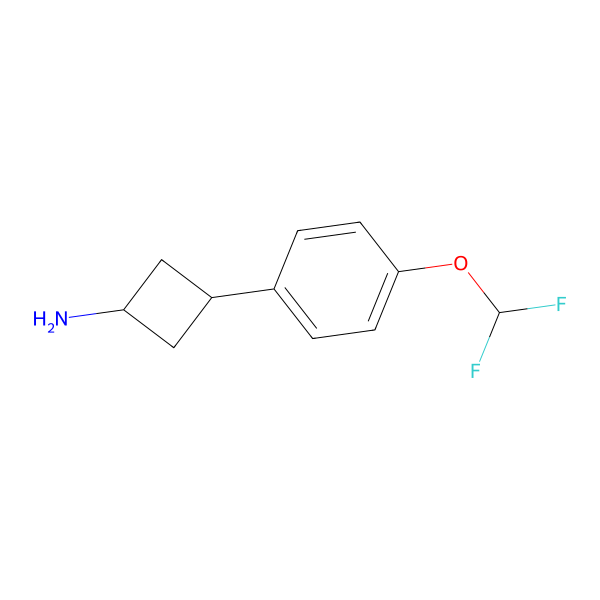 3-[4-(Difluoromethoxy)phenyl]cyclobutan-1-amine molecular structure, CAS 1250279-14-1