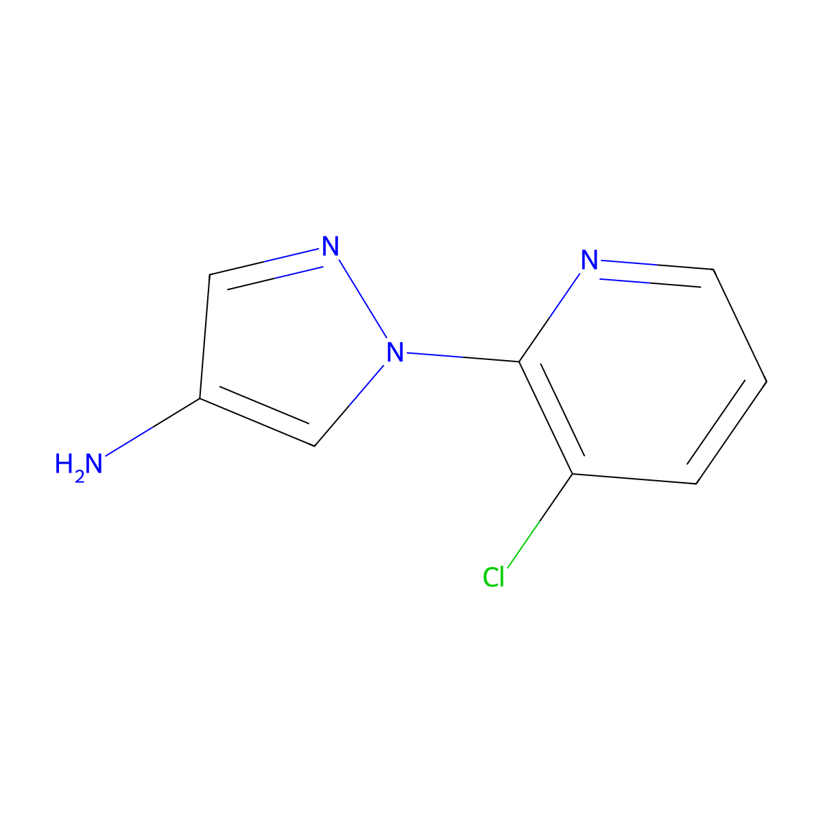 1-(3-chloropyridin-2-yl)-1H-pyrazol-4-amine molecular structure, CAS 1250279-32-3