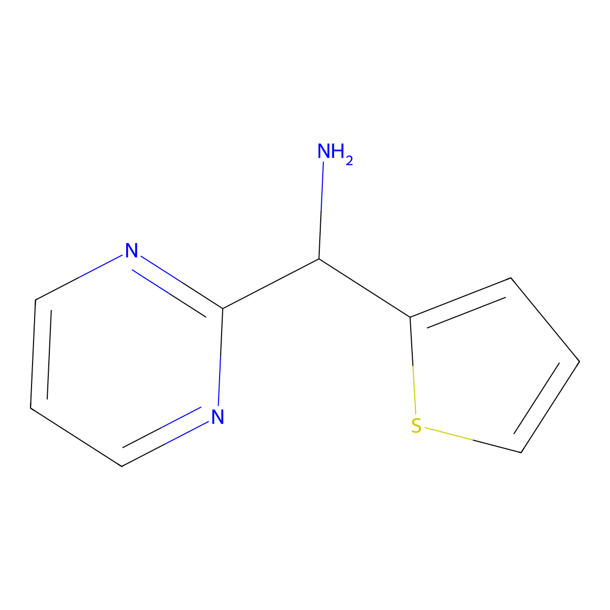Pyrimidin-2-yl(thiophen-2-yl)methanamine molecular structure, CAS 1250279-44-7