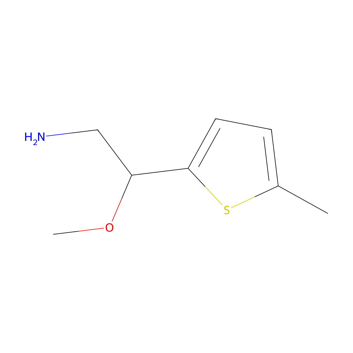 2-Methoxy-2-(5-methylthiophen-2-yl)ethan-1-amine molecular structure, CAS 1250280-25-1