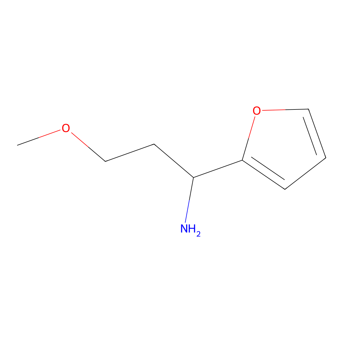 1-(Furan-2-yl)-3-methoxypropan-1-amine molecular structure, CAS 1250282-44-0
