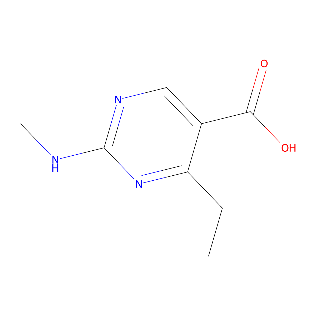 4-Ethyl-2-(methylamino)pyrimidine-5-carboxylic acid molecular structure, CAS 1250289-29-2