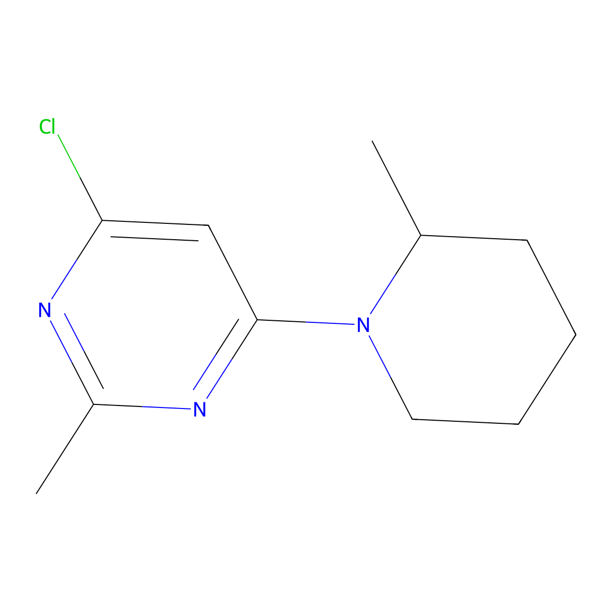 4-Chloro-2-methyl-6-(2-methylpiperidin-1-yl)pyrimidine molecular structure, CAS 1250291-62-3