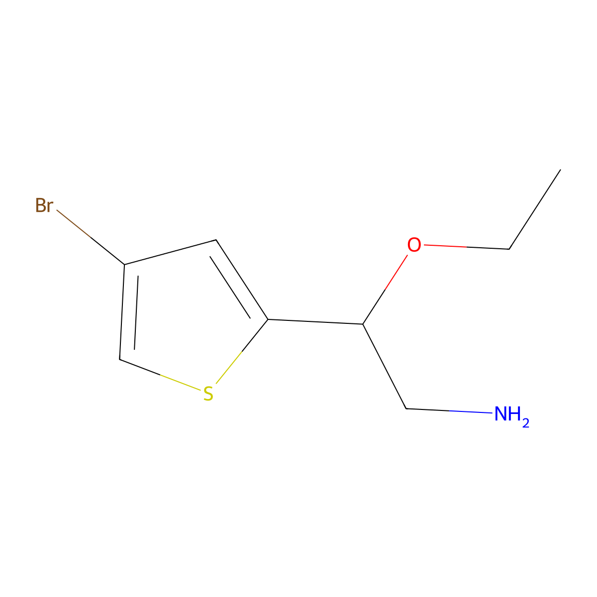2-(4-Bromothiophen-2-yl)-2-ethoxyethan-1-amine molecular structure, CAS 1250294-26-8