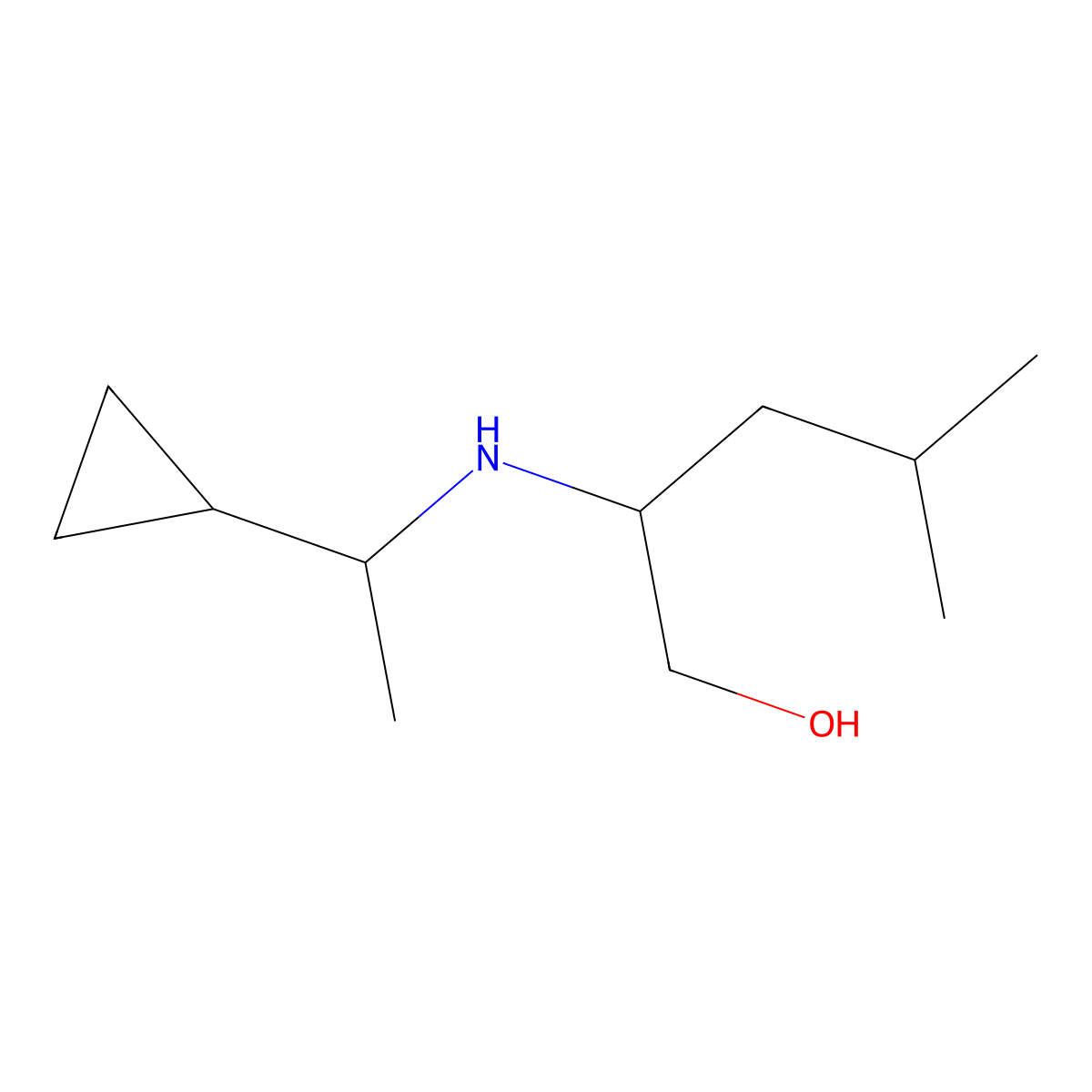 2-[(1-Cyclopropylethyl)amino]-4-methylpentan-1-ol molecular structure, CAS 1250294-61-1