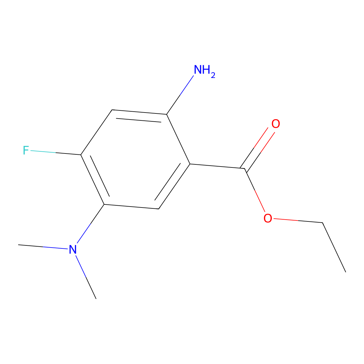 Ethyl 2-amino-5-(dimethylamino)-4-fluorobenzoate molecular structure, CAS 1250295-89-6