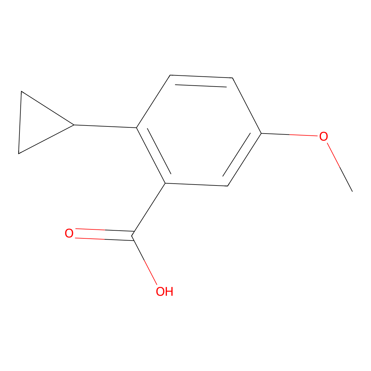2-Cyclopropyl-5-methoxybenzoic acid molecular structure, CAS 1250297-02-9