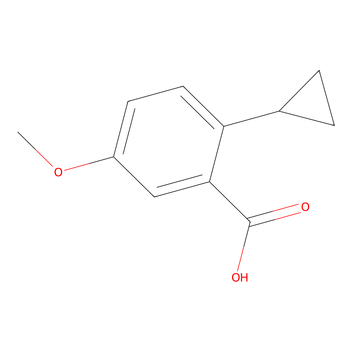 2-Cyclopropyl-5-methoxybenzoic acid molecular structure, CAS 1250297-02-9