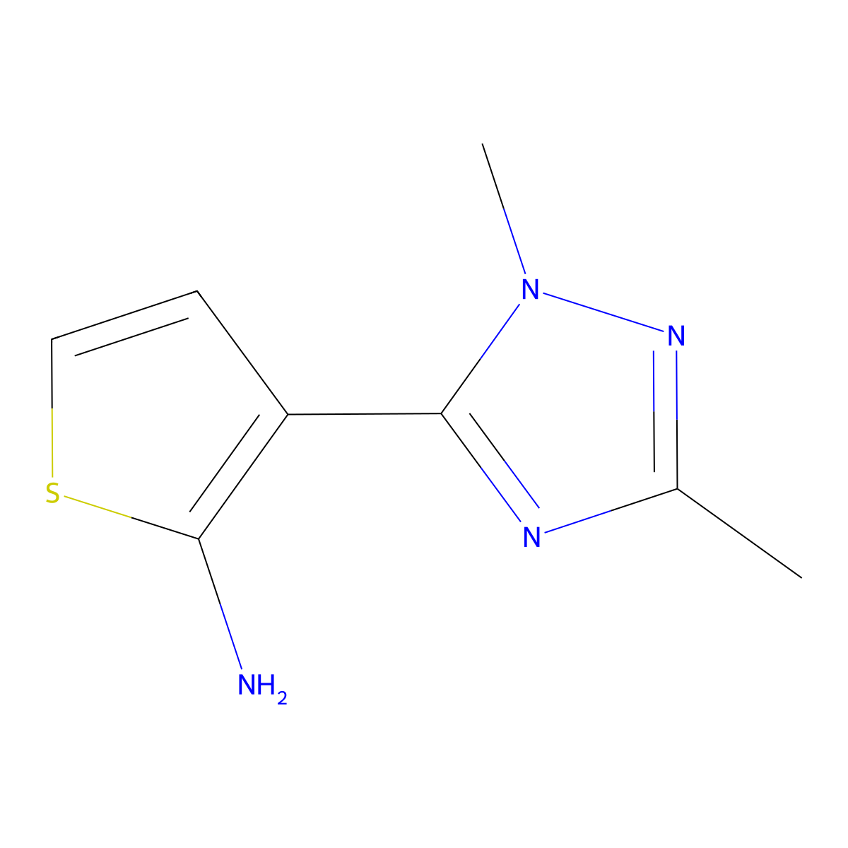 3-(1,3-Dimethyl-1h-1,2,4-triazol-5-yl)thiophen-2-amine molecular structure, CAS 1250298-88-4