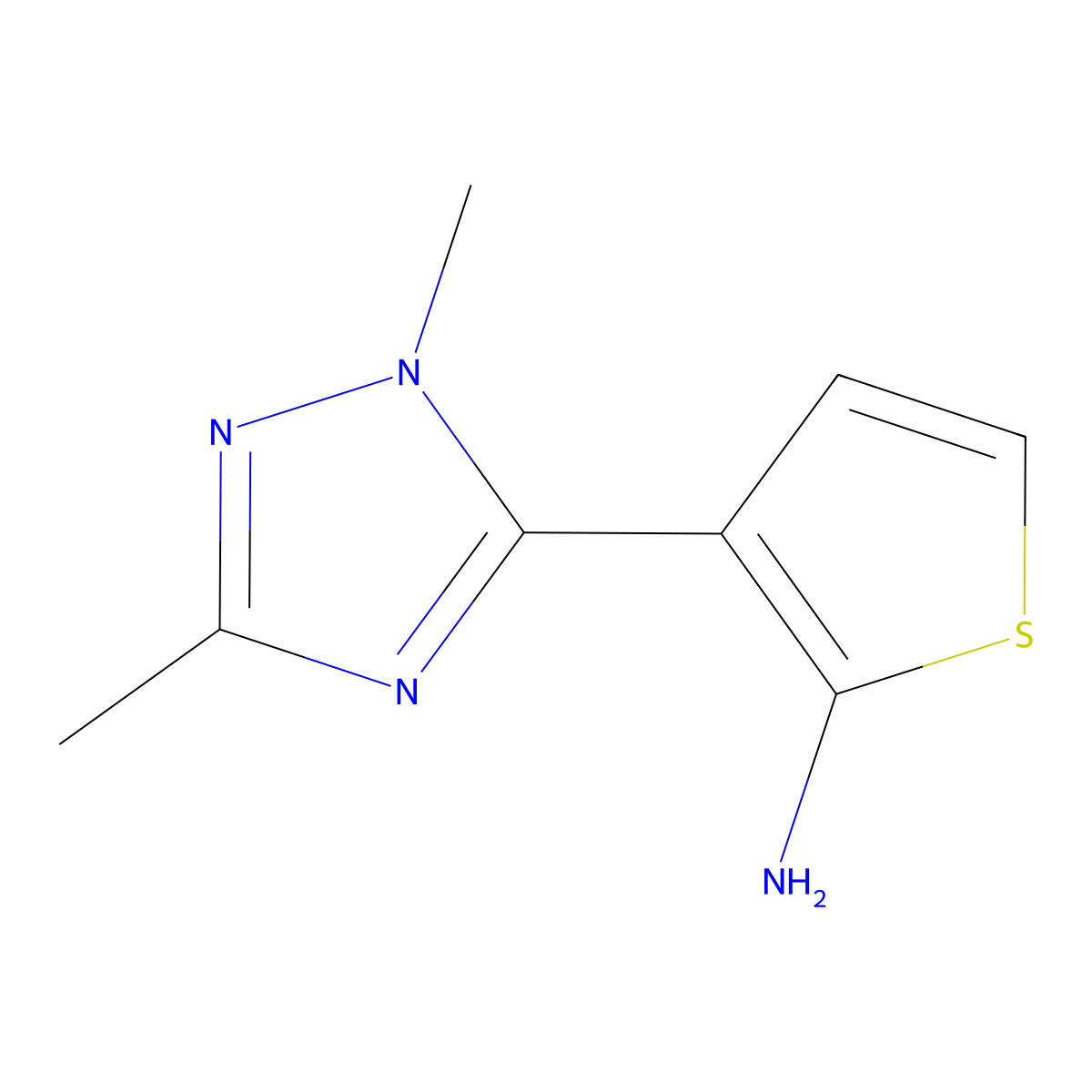 3-(1,3-Dimethyl-1h-1,2,4-triazol-5-yl)thiophen-2-amine molecular structure, CAS 1250298-88-4