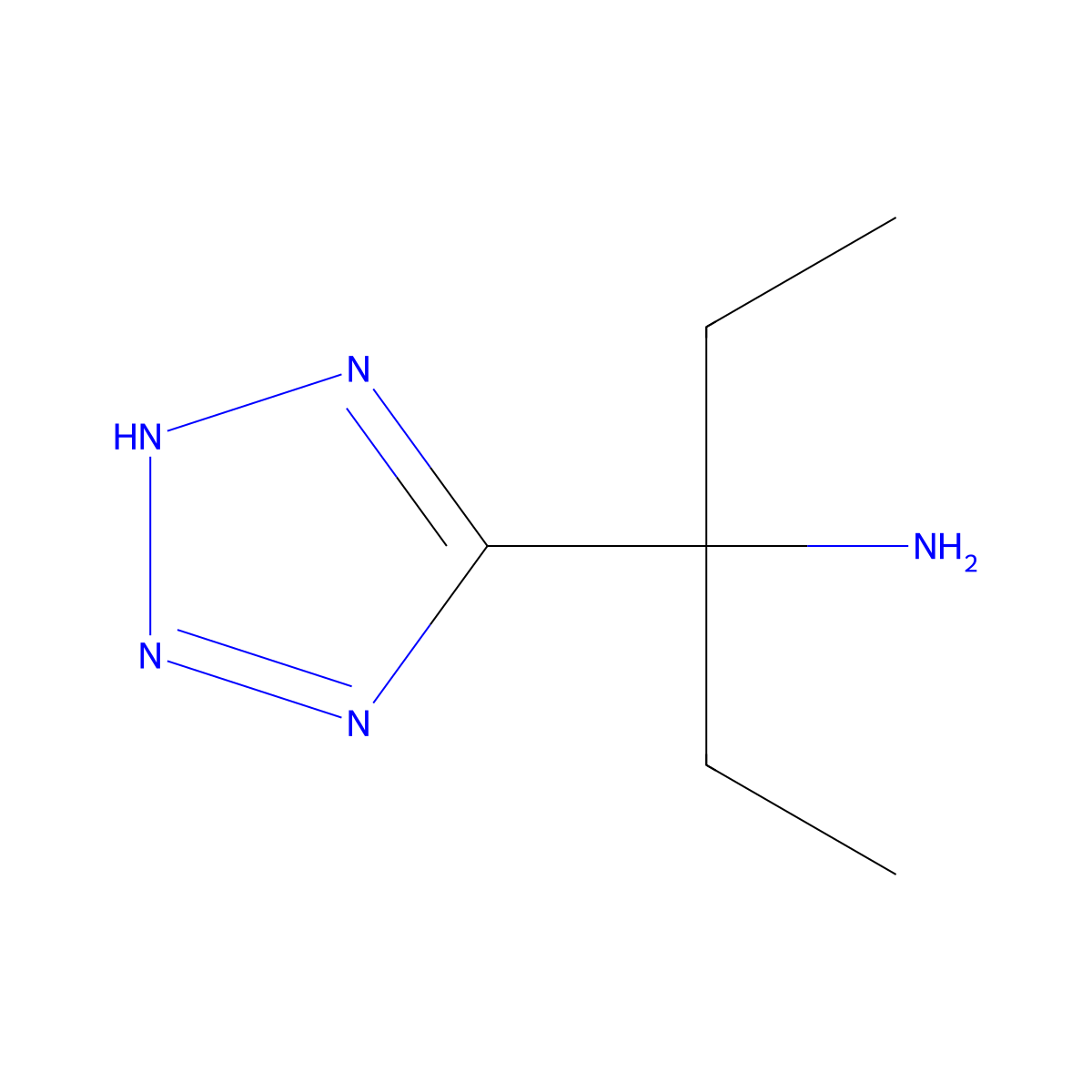 3-(1H-1,2,3,4-tetrazol-5-yl)pentan-3-amine molecular structure, CAS 1250299-56-9