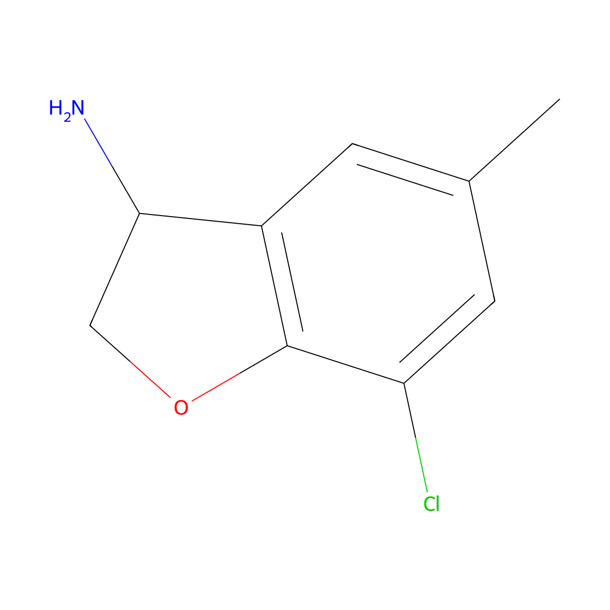7-Chloro-5-methyl-2,3-dihydro-1-benzofuran-3-amine molecular structure, CAS 1250300-20-9