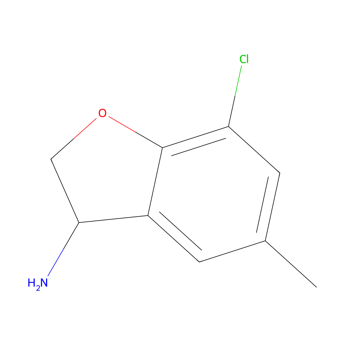 7-Chloro-5-methyl-2,3-dihydro-1-benzofuran-3-amine molecular structure, CAS 1250300-20-9