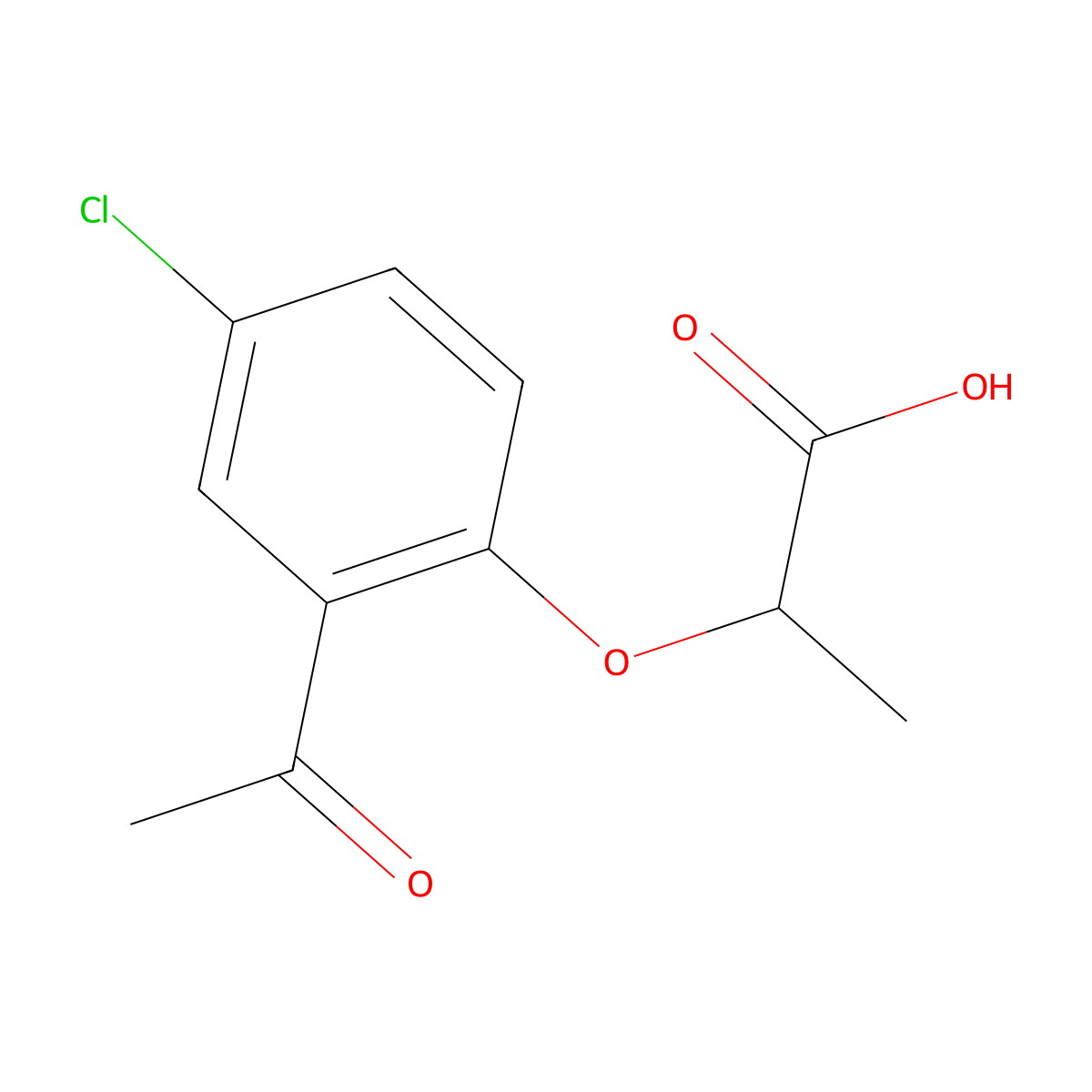 2-(2-Acetyl-4-chlorophenoxy)propanoic acid molecular structure, CAS 1250300-24-3