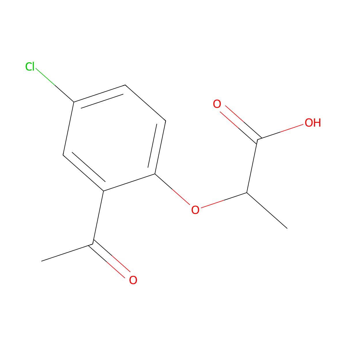 2-(2-Acetyl-4-chlorophenoxy)propanoic acid molecular structure, CAS 1250300-24-3