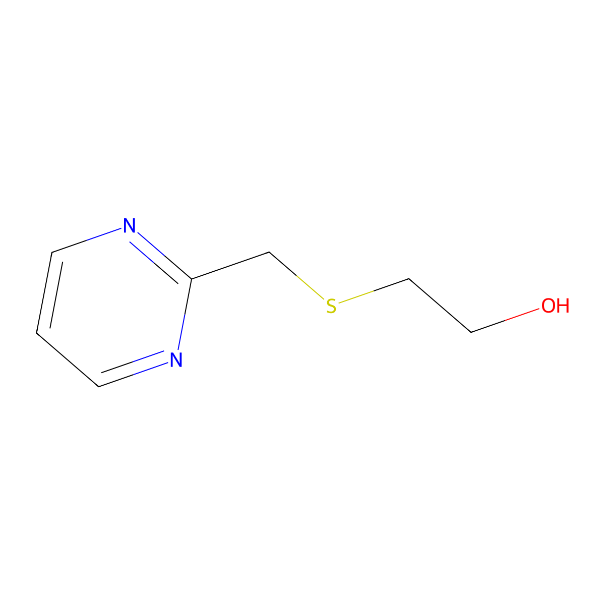 2-{[(Pyrimidin-2-yl)methyl]sulfanyl}ethan-1-ol molecular structure, CAS 1250303-86-6