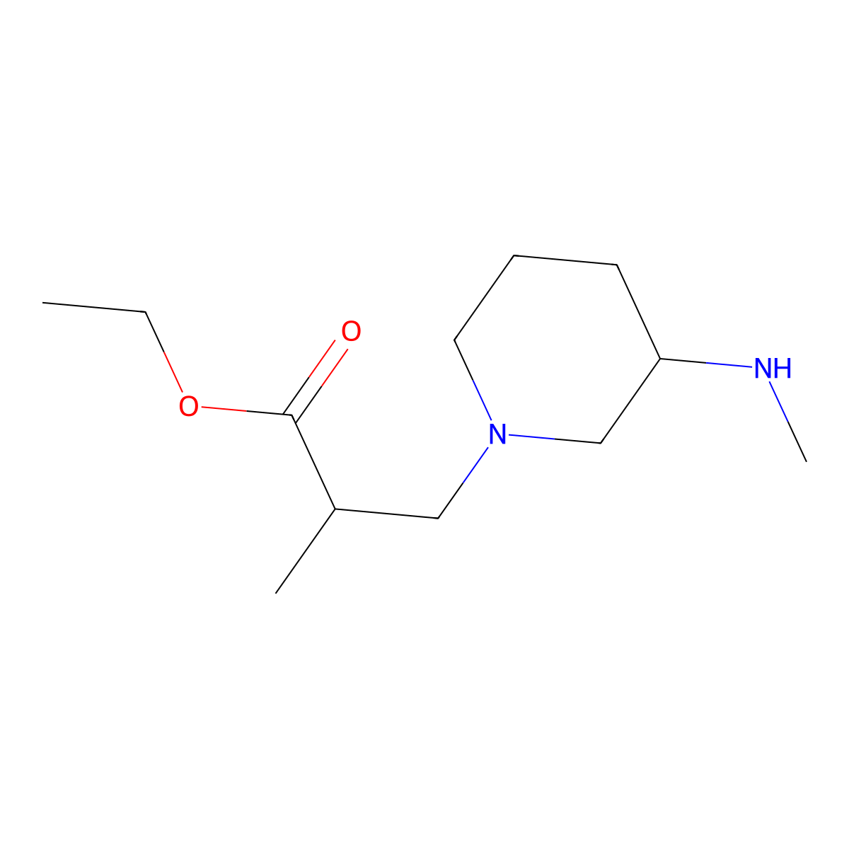 Ethyl 2-methyl-3-[3-(methylamino)piperidin-1-yl]propanoate molecular structure, CAS 1250306-25-2