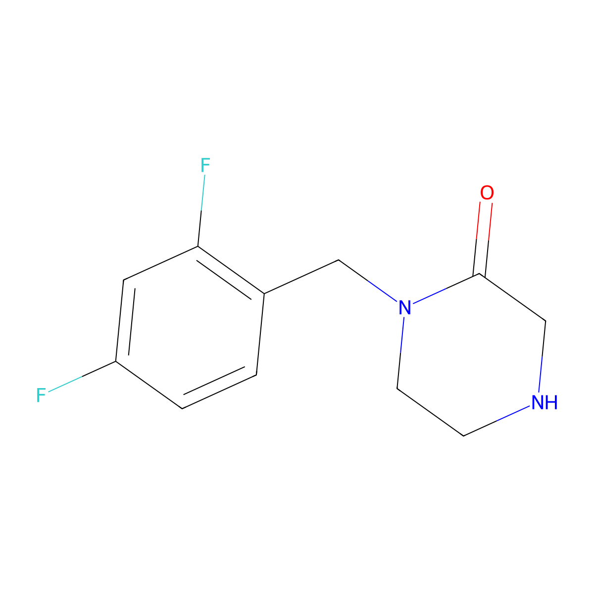 1-(2,4-Difluorobenzyl)piperazin-2-one molecular structure, CAS 1250306-29-6