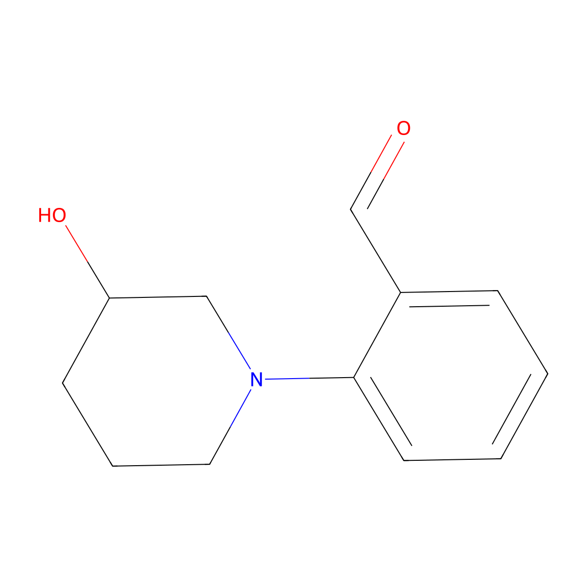 2-(3-Hydroxypiperidin-1-yl)benzaldehyde molecular structure, CAS 1250306-60-5