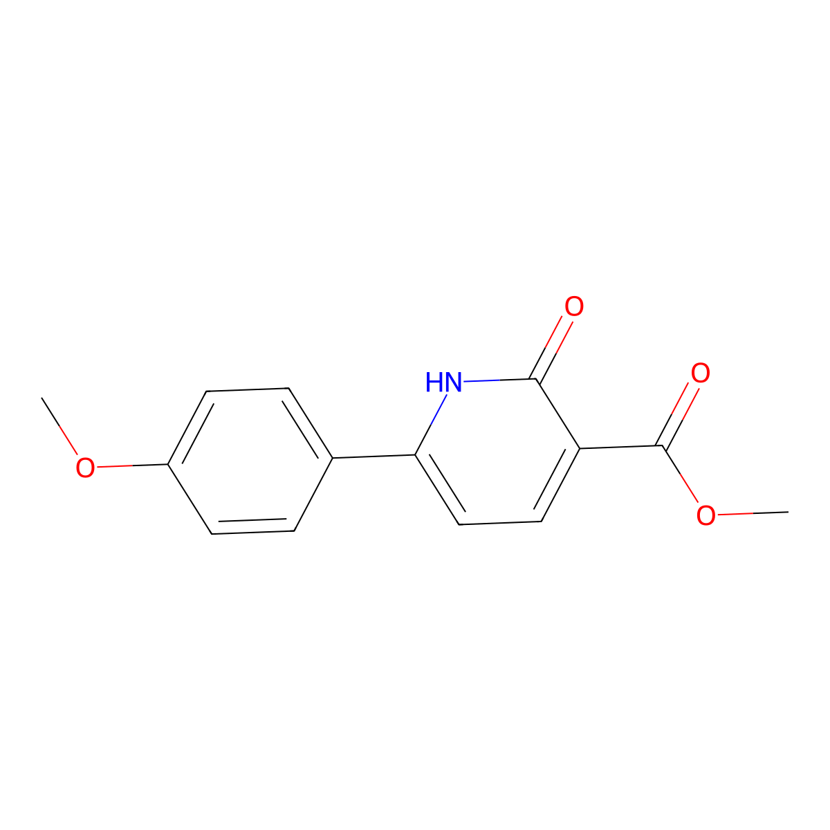 Methyl 6-(4-methoxyphenyl)-2-oxo-1,2-dihydropyridine-3-carboxylate molecular structure, CAS 125031-50-7