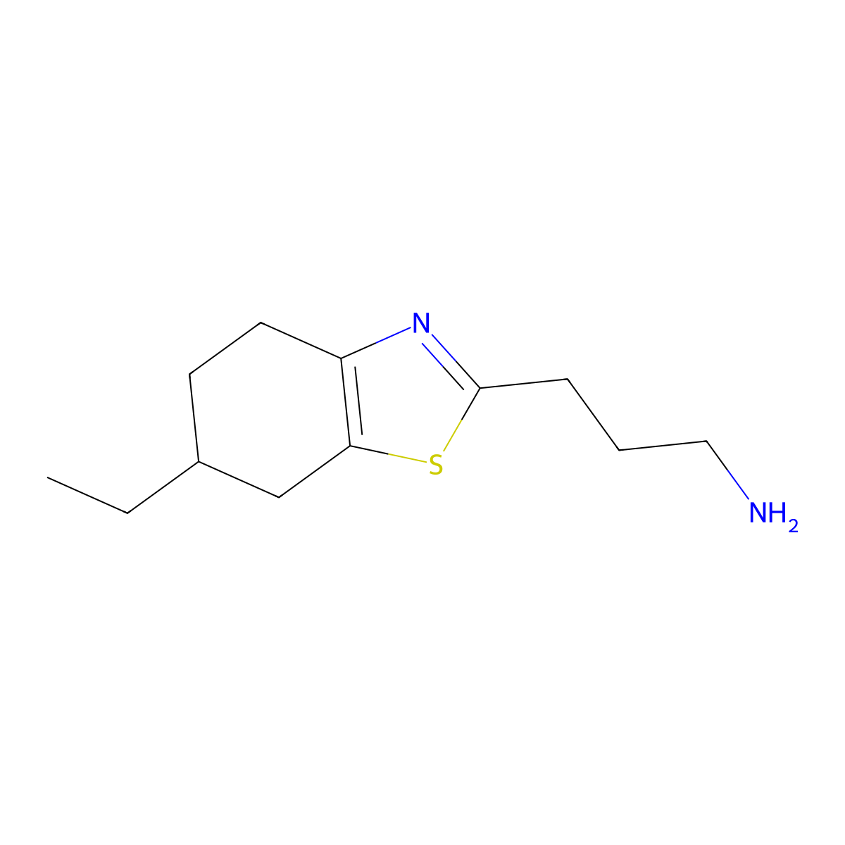 3-(6-Ethyl-4,5,6,7-tetrahydrobenzo[d]thiazol-2-yl)propan-1-amine molecular structure, CAS 1250310-29-2