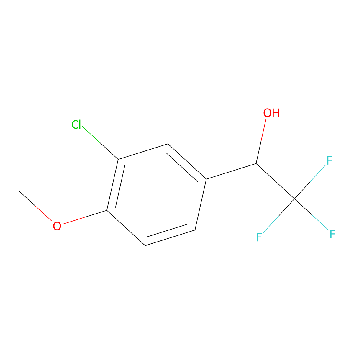1-(3-Chloro-4-methoxyphenyl)-2,2,2-trifluoroethan-1-ol molecular structure, CAS 1250312-03-8