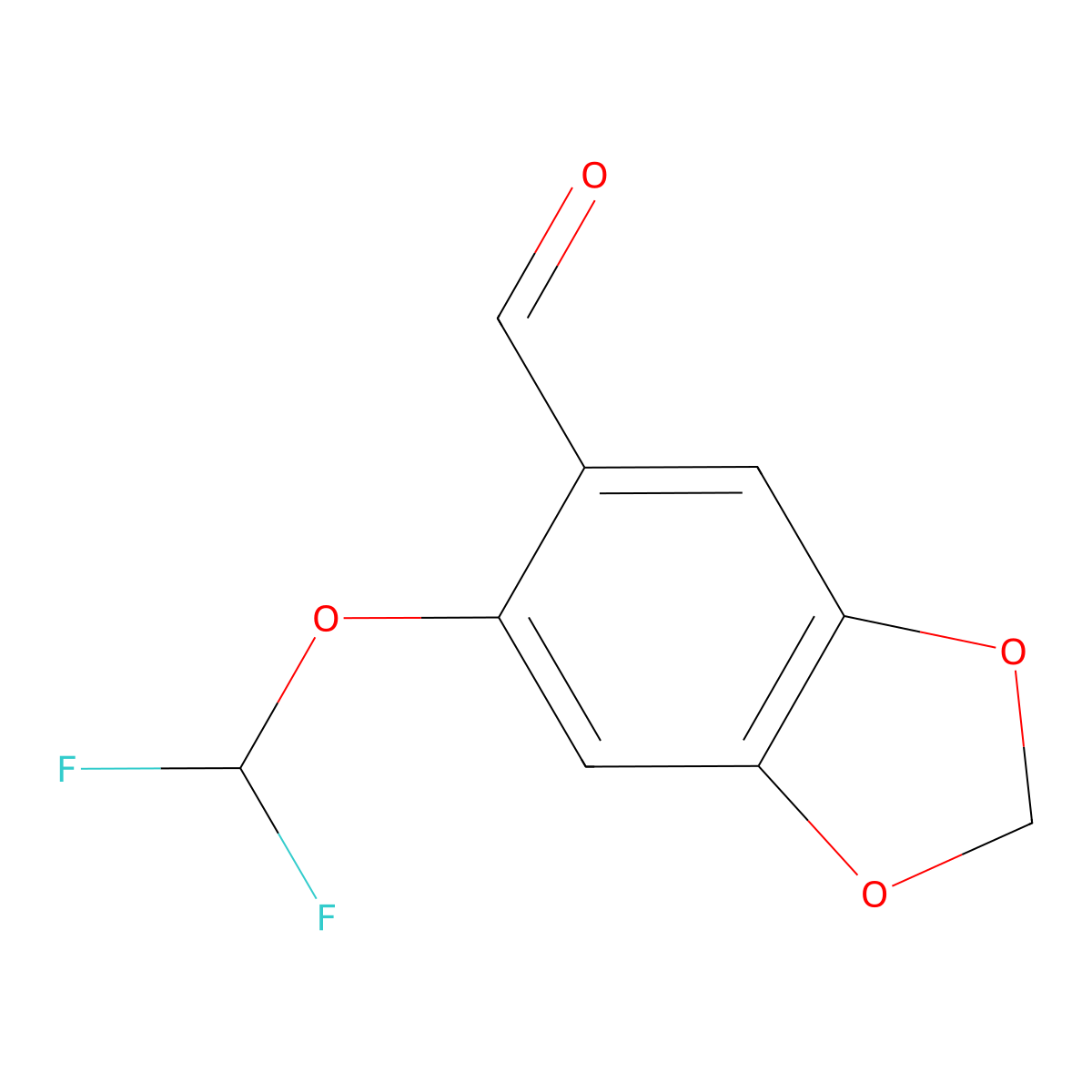 6-(difluoromethoxy)-2H-1,3-benzodioxole-5-carbaldehyde molecular structure, CAS 1250313-60-0