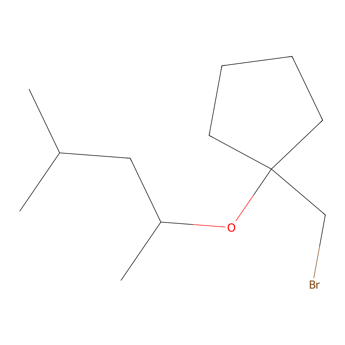 1-(Bromomethyl)-1-((4-methylpentan-2-yl)oxy)cyclopentane molecular structure, CAS 1250315-70-8