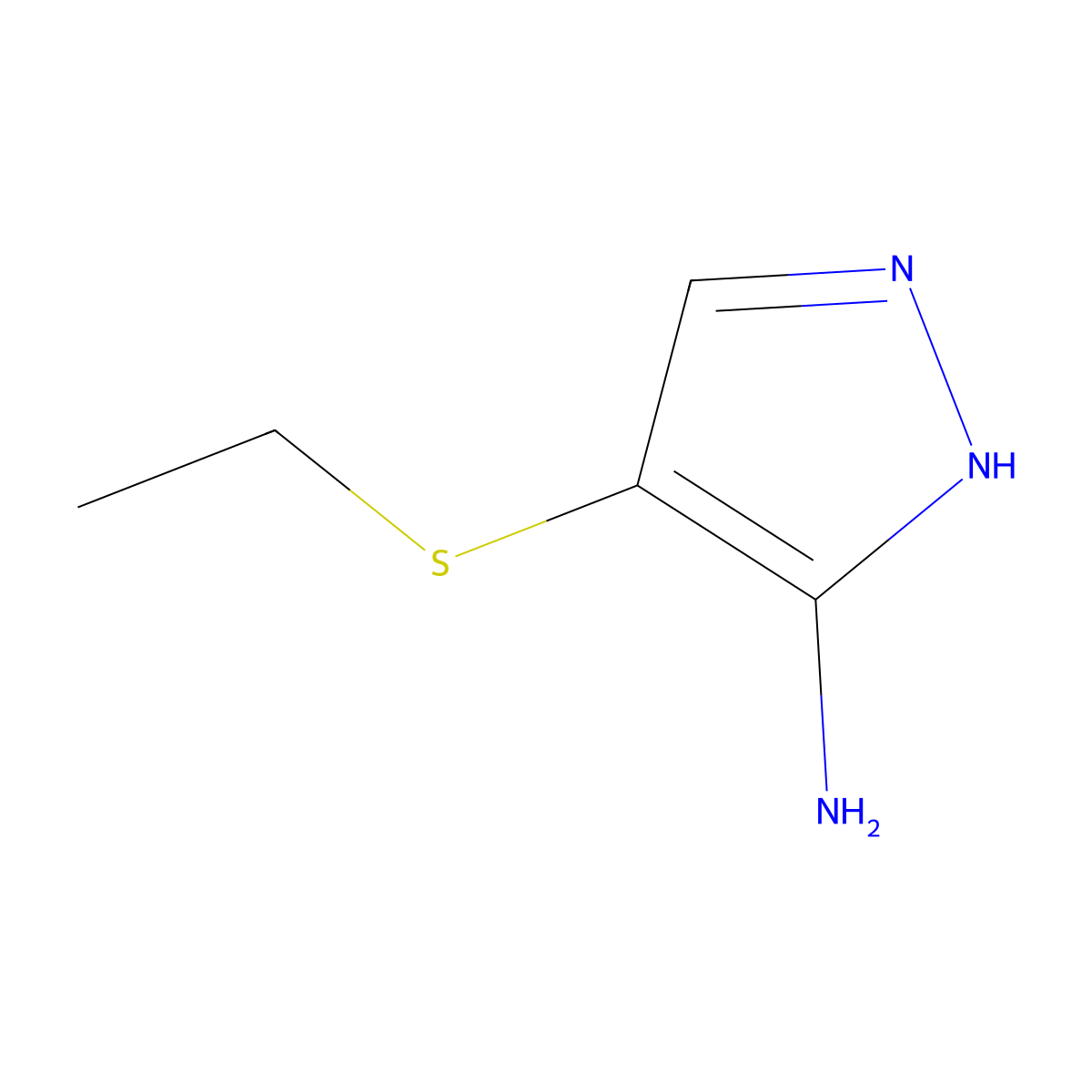 4-(ethylsulfanyl)-1H-pyrazol-3-amine molecular structure, CAS 1250317-35-1