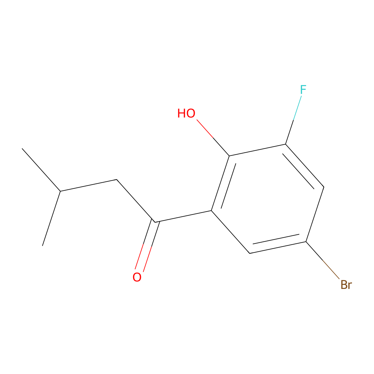 1-(5-Bromo-3-fluoro-2-hydroxyphenyl)-3-methylbutan-1-one molecular structure, CAS 1250318-58-1
