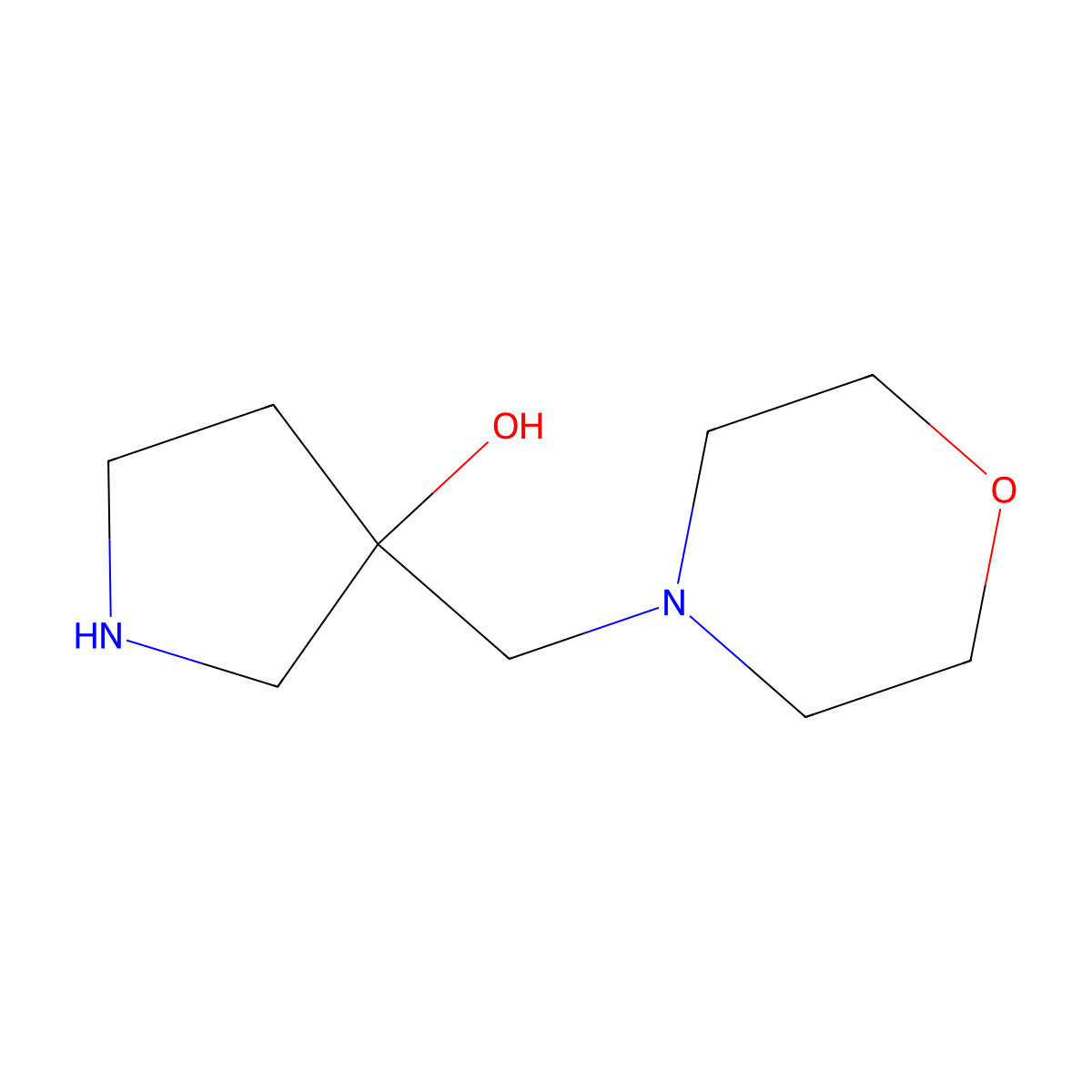 3-(Morpholinomethyl)pyrrolidin-3-ol molecular structure, CAS 125032-96-4
