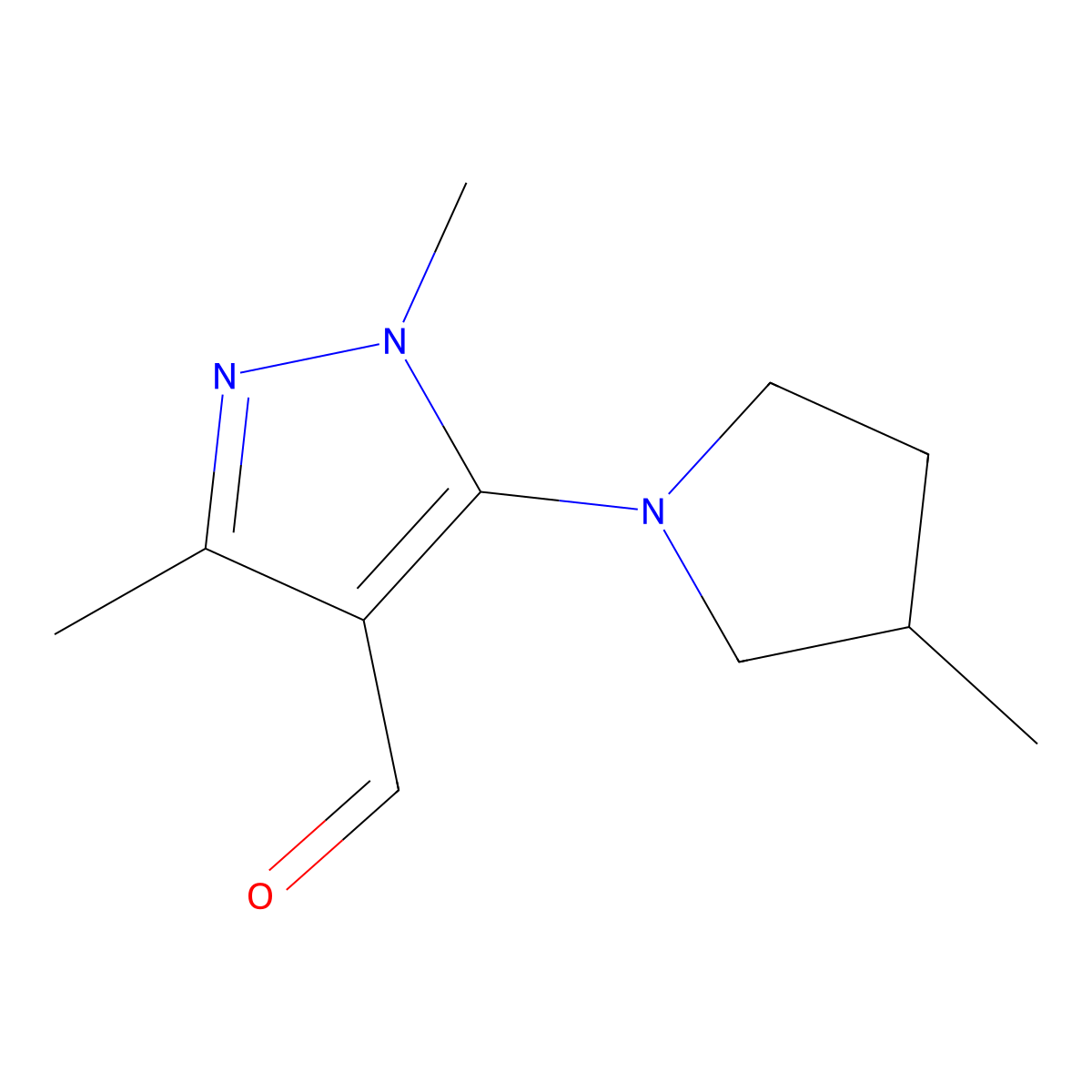 1,3-Dimethyl-5-(3-methylpyrrolidin-1-YL)-1H-pyrazole-4-carbaldehyde molecular structure, CAS 1250324-51-6