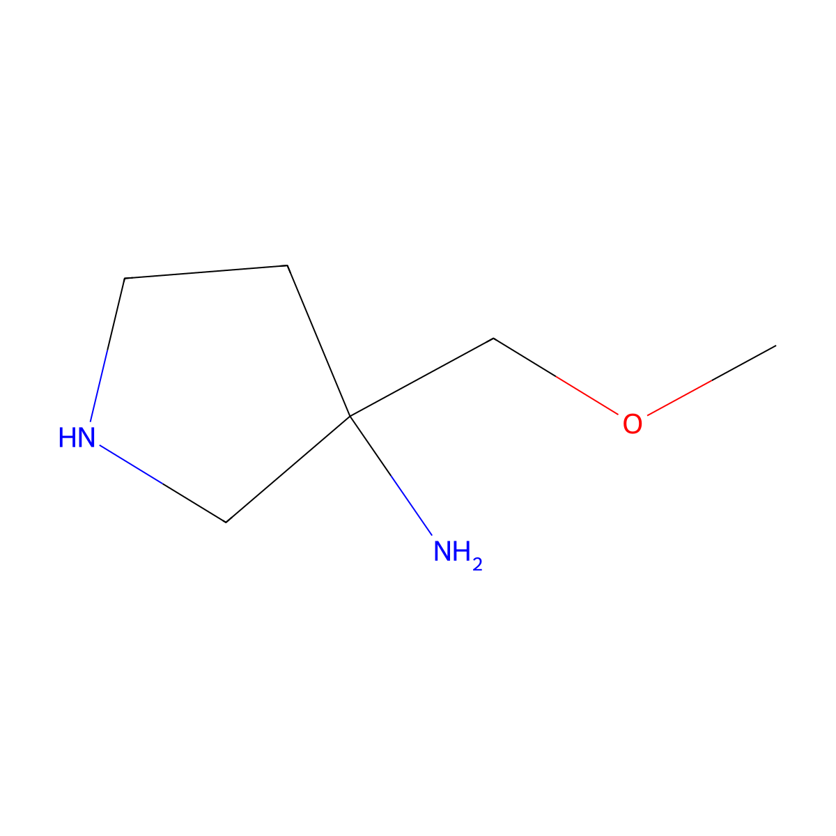 3-(Methoxymethyl)pyrrolidin-3-amine molecular structure, CAS 125033-03-6