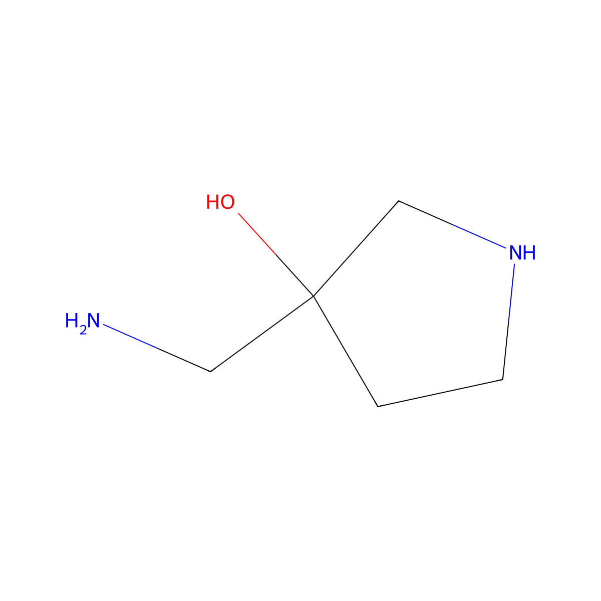 3-(Aminomethyl)pyrrolidin-3-ol molecular structure, CAS 125033-35-4