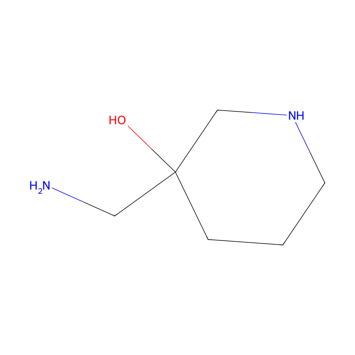 3-(Aminomethyl)piperidin-3-ol molecular structure, CAS 125033-42-3
