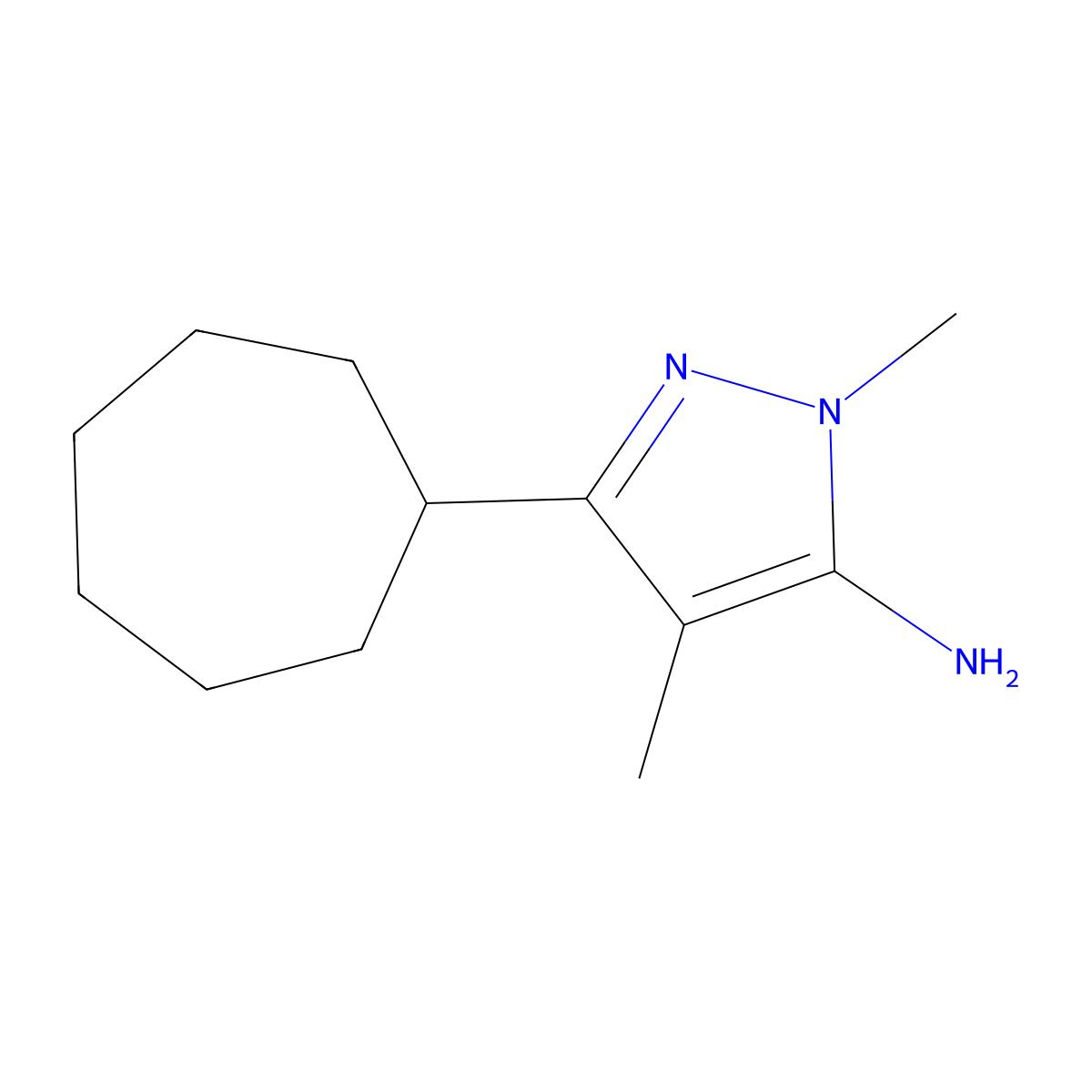 3-Cycloheptyl-1,4-dimethyl-1h-pyrazol-5-amine molecular structure, CAS 1250331-52-2