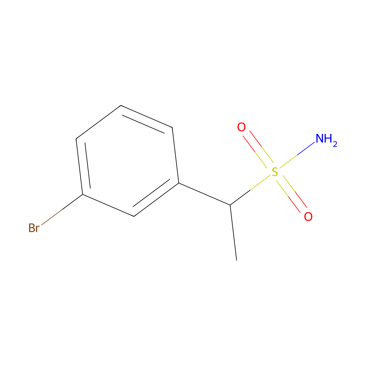 1-(3-Bromophenyl)ethane-1-sulfonamide molecular structure, CAS 1250334-76-9
