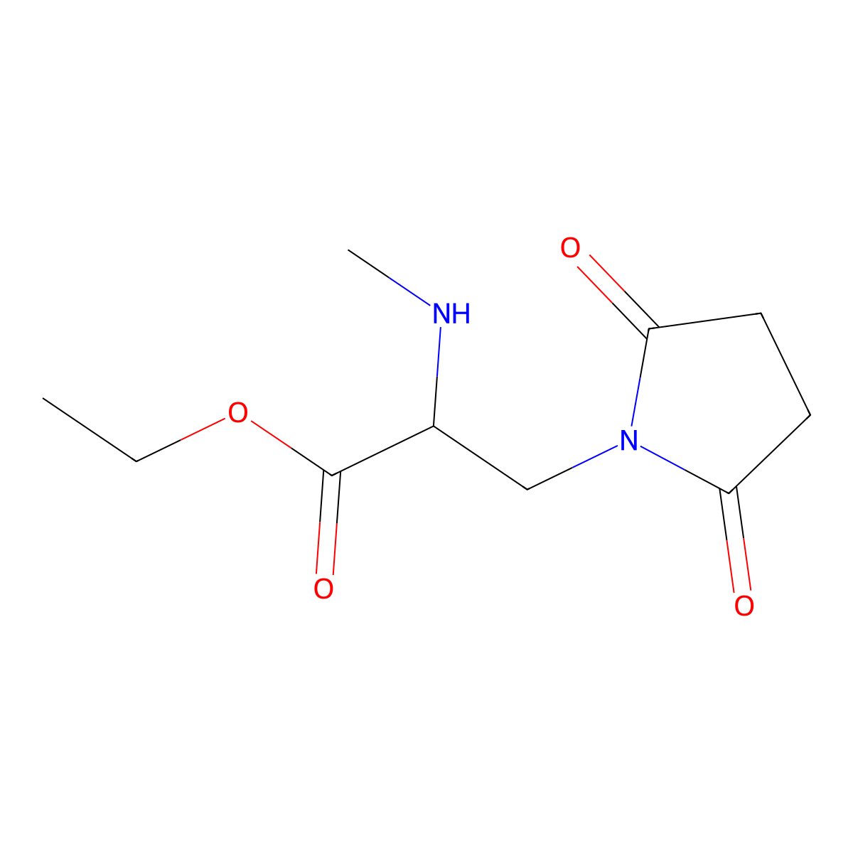 Ethyl 3-(2,5-dioxopyrrolidin-1-yl)-2-(methylamino)propanoate molecular structure, CAS 1250337-79-1