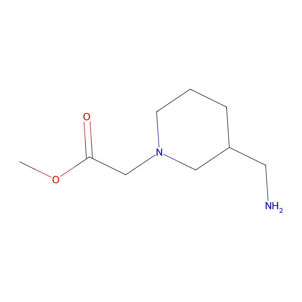 Methyl 2-[3-(aminomethyl)piperidin-1-yl]acetate molecular structure, CAS 1250338-71-6