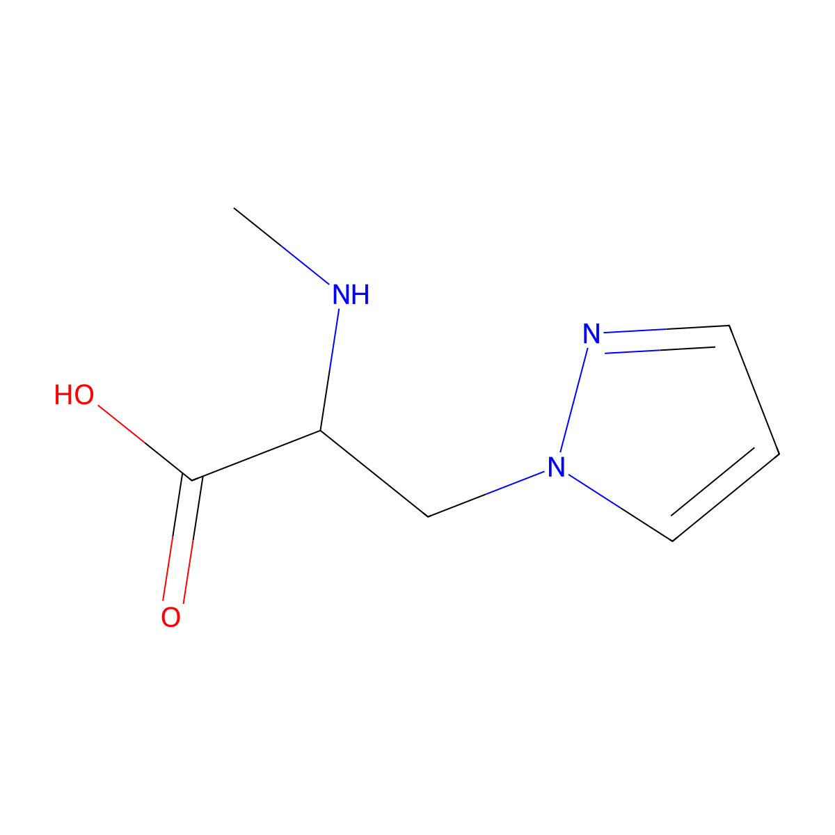 2-(Methylamino)-3-(1h-pyrazol-1-yl)propanoic acid molecular structure, CAS 1250340-71-6
