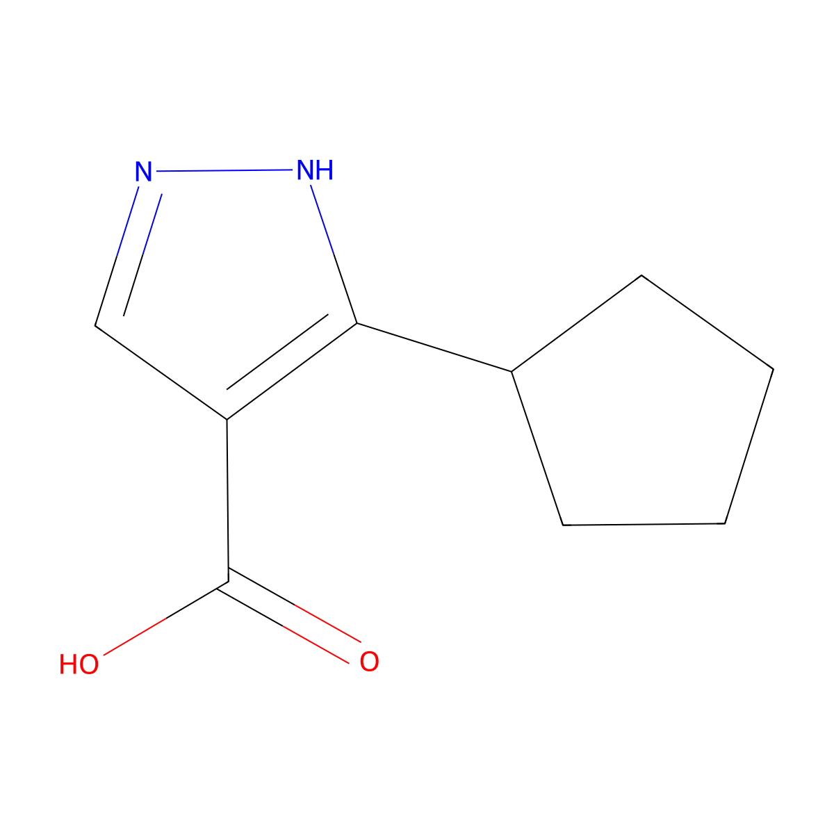5-Cyclopentyl-1H-pyrazole-4-carboxylic acid molecular structure, CAS 1250341-33-3