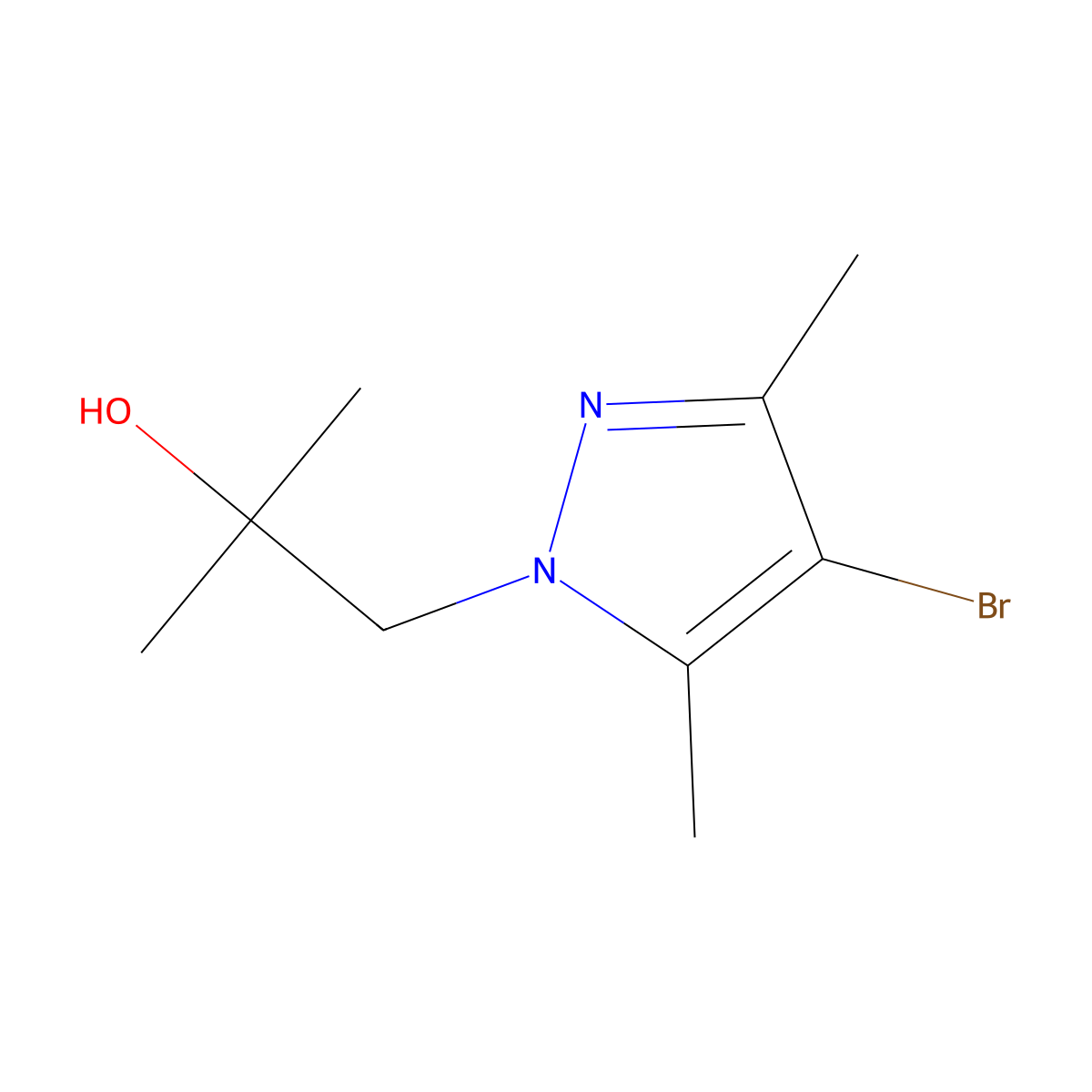 1-(4-Bromo-3,5-dimethyl-1H-pyrazol-1-YL)-2-methylpropan-2-OL molecular structure, CAS 1250342-39-2